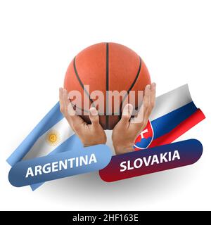 Partita di pallacanestro, squadre nazionali argentina vs slovacchia Foto Stock