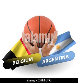 Partita di pallacanestro, squadre nazionali belgio vs argentina Foto Stock