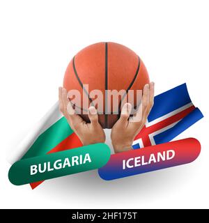 Partita di pallacanestro, squadre nazionali bulgaria vs islanda Foto Stock