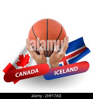 Partita di pallacanestro, squadre nazionali canada vs islanda Foto Stock