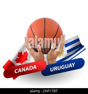 Partita di pallacanestro, squadre nazionali canada vs uruguay Foto Stock
