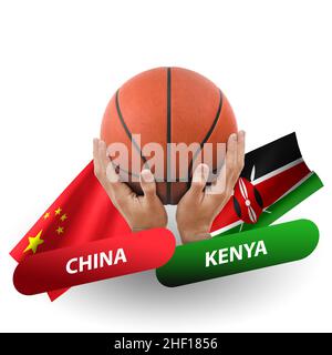 Partita di pallacanestro, squadre nazionali cina vs kenya Foto Stock