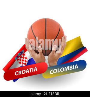 Partita di pallacanestro, squadre nazionali croazia vs colombia Foto Stock