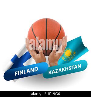 Partita di pallacanestro, squadre nazionali finlandia vs kazakhstan Foto Stock