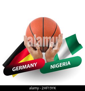 Partita di pallacanestro, squadre nazionali germania vs nigeria Foto Stock