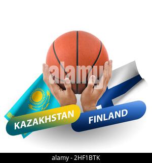 Partita di pallacanestro, squadre nazionali kazakhstan vs finlandia Foto Stock