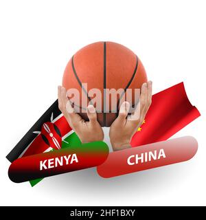 Partita di pallacanestro, squadre nazionali kenya contro cina Foto Stock