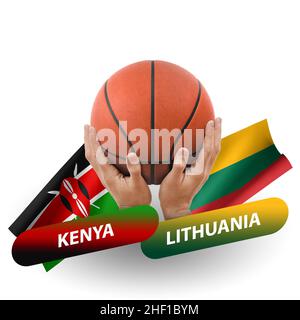 Partita di pallacanestro, squadre nazionali kenya contro lituania Foto Stock