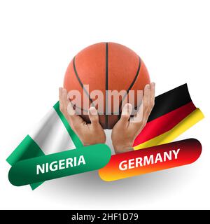 Partita di pallacanestro, squadre nazionali nigeria vs germania Foto Stock