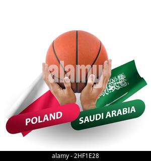 Partita di pallacanestro, squadre nazionali polonia vs arabia saudita Foto Stock