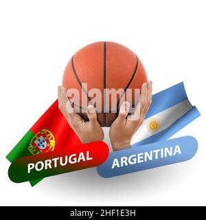 Partita di pallacanestro, squadre nazionali portogallo vs argentina Foto Stock