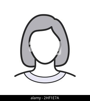 semplice uomo donna donna donna donna donna ragazza testa contorno linea disegno illustrazione corto ritratto bianco vettore isolato su sfondo bianco Illustrazione Vettoriale