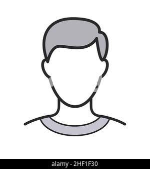 semplice uomo umano anonimo uomo testa contorno linea disegno illustrazione capelli corti ritratto bianco vettore isolato su sfondo bianco Illustrazione Vettoriale