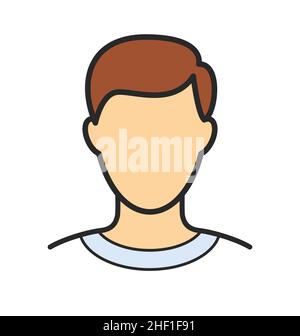 semplice anonimo uomo uomo uomo testa profilo linea disegno illustrazione capelli corti ritratto bianco vettore isolato su sfondo bianco Illustrazione Vettoriale