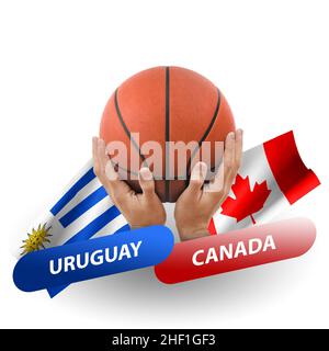 Partita di pallacanestro, squadre nazionali uruguay vs canada Foto Stock