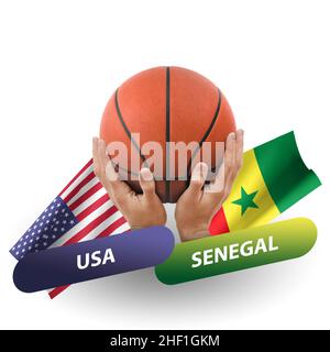 Partita di pallacanestro, squadre nazionali usa vs senegal Foto Stock