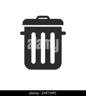 cestino semplice spazzatura può spazzatura icona silhouette vettore isolato su sfondo bianco Illustrazione Vettoriale