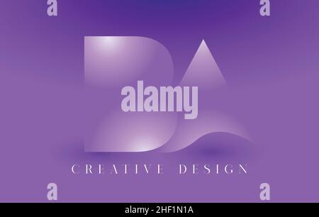 BA Logo Letter Design Concept con lettere Abstract minimal in uno stile alla moda. Immagine vettoriale logo lettera icona BA con backgro sfumato viola Illustrazione Vettoriale