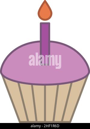 Cupcake Candle riempito contorno icona vettore Illustrazione Vettoriale