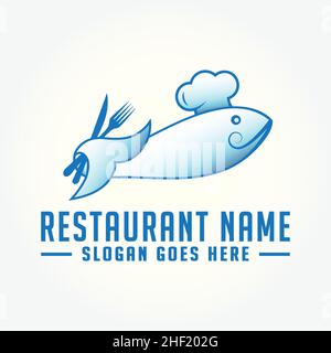Logo del ristorante di pesce. Vettore e illustrazione. Illustrazione Vettoriale