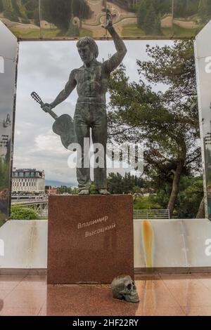 PODGORICA, MONTENEGRO - 4 GIUGNO 2019: Statua di Vladimir Vysotsky a Podgorica, capitale del Montenegro Foto Stock