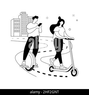 Illustrazione vettoriale del concetto astratto del trasporto elettrico personale. Illustrazione Vettoriale