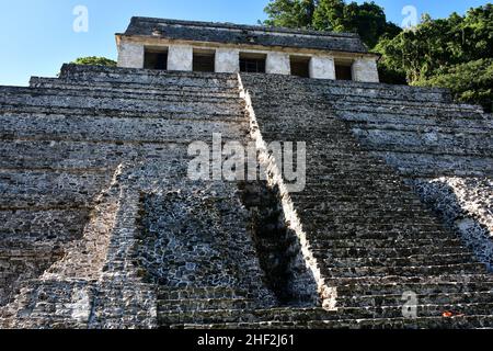 Tempio delle iscrizioni (El Templo de las Inscripciones), sito archeologico palenque, Stato del Chiapas, Messico, America del Nord, Sito Patrimonio dell'Umanità Foto Stock