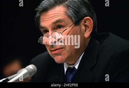 Paul Wolfowitz, Vice Segretario alla Difesa durante l'audizione sul bilancio del Senato. Fotografia di Dennis Brack Foto Stock