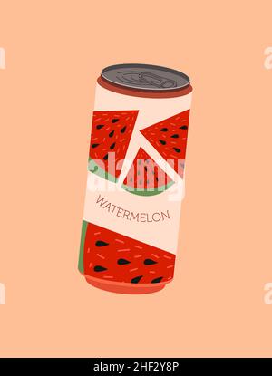 Soda di cocomero di frutta Illustrazione Vettoriale