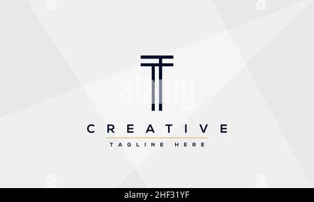 Design e modello moderni e creativi con logo T. T TT sigla basata su monogramma e lettere in vettore Illustrazione Vettoriale