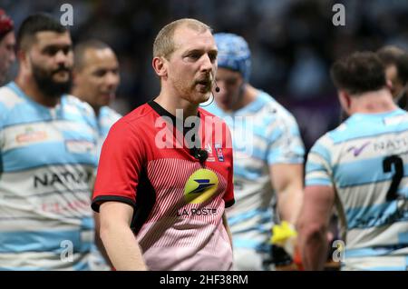 Nanterre, Francia. 08th Jan 2022. Arbitro Tual Trainini durante il campionato francese Top 14 rugby Union match tra Racing 92 e ASM Clermont Auvergne il 8 gennaio 2022 a Parigi la Defense Arena a Nanterre vicino Parigi, Francia - Foto Jean Catuffe/DPPI Credit: DPPI Media/Alamy Live News Foto Stock