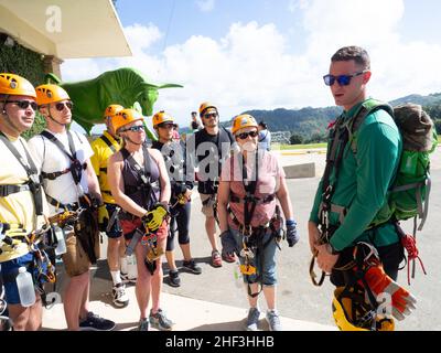 Ziplining a Porto Rico Foto Stock