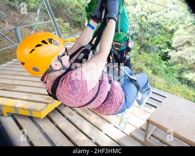 Ziplining a Porto Rico Foto Stock