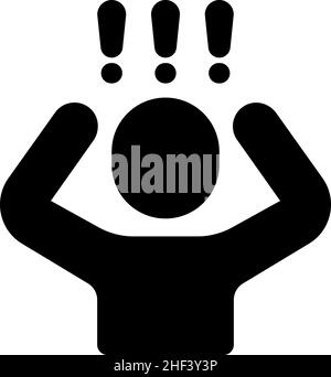 Figura icona vettoriale della persona della silhouette | sorpreso, stupito Illustrazione Vettoriale