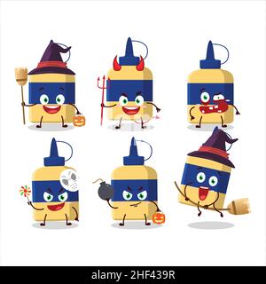 Emoticon di Halloween espressione con cartoon carattere di carta colla. Illustrazione vettoriale Illustrazione Vettoriale