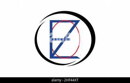 lettera iniziale ez, ze cerchio collegato logo in lettere minuscole nero Illustrazione Vettoriale