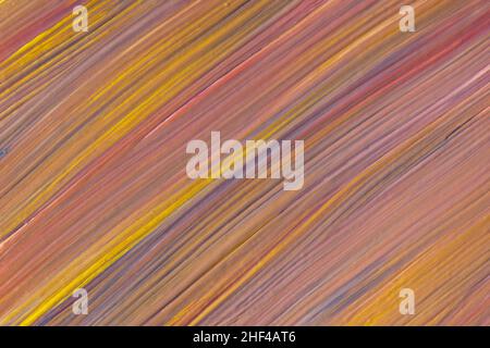 Astratto arte sfondo rosso e arancione colori. Pittura ad acquerello su tela con tratti viola e splash. Opera acrilica su carta con patta puntata Foto Stock