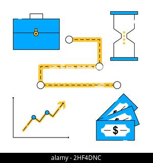 Investimento e concetto finanziario in stile piatto. Illustrazione vettoriale. Illustrazione Vettoriale
