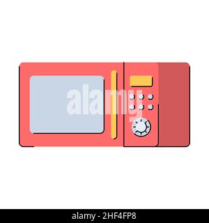 Forno a microonde. Elettrodomestici da cucina. Stile piatto. Illustrazione isolata su sfondo bianco. Illustrazione Vettoriale
