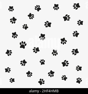 Modello di footprint cane gatto. Vettore di stampa Paw. Illustrazione Vettoriale