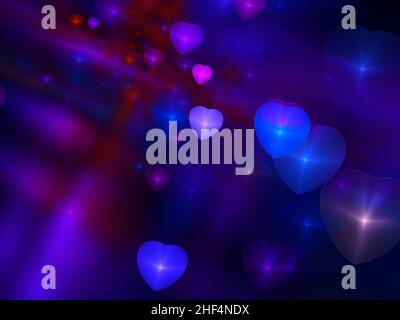 Sfondo sfocato astratto - cuori e punti luminosi Foto Stock