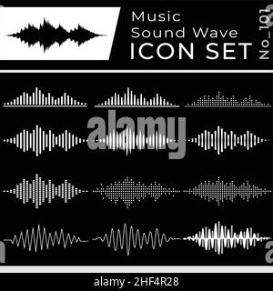 Set di icone onde sonore. Music Sound WAVE EQUALIZER Vector design collection. Vettore e illustrazione. Illustrazione Vettoriale