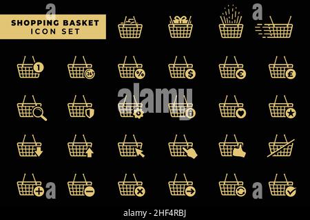 Set di icone del carrello della spesa. Collezione di icona carrello. Vettore e illustrazione. Illustrazione Vettoriale