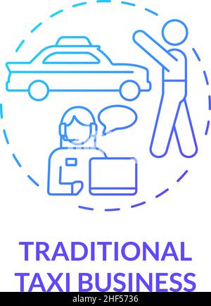 Tradizionale taxi business blu gradiente concetto icona Illustrazione Vettoriale