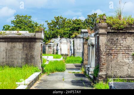 Cimitero Lafayette di New Orleans con le storiche pietre della tomba Foto Stock