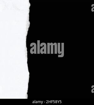 il vettore laterale della striscia di carta strappata è isolato su sfondo nero Illustrazione Vettoriale