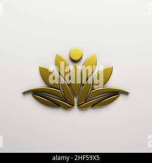Golden Lotus pianta persone. 3D illustrazione del rendering Foto Stock