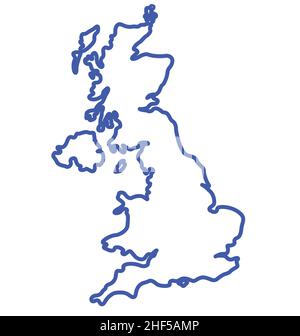 Inghilterra Regno unito Gran Bretagna forma mappa semplificata vettore di contorno isolato su sfondo bianco Illustrazione Vettoriale