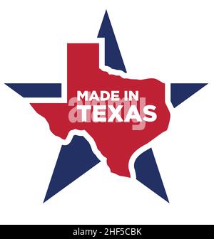 realizzato in texas star logo rosso e blu icona simbolo vettore isolato su sfondo bianco Illustrazione Vettoriale