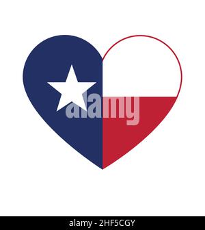 texas tx bandiera di stato in amore cuore forma tshirt vettore di design isolato su sfondo bianco Illustrazione Vettoriale